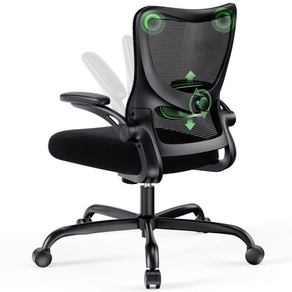 Marsail Bürostuhl Ergonomisch, Schreibtischstuhl mit 3D PU Armlehnen und Verstellbarer Lendenwirbelstütze, Drehstuhl Höhenverstellung und Wippfunktion, schreibtischstuhl aus Mesh, Bis 136kg,6pcs