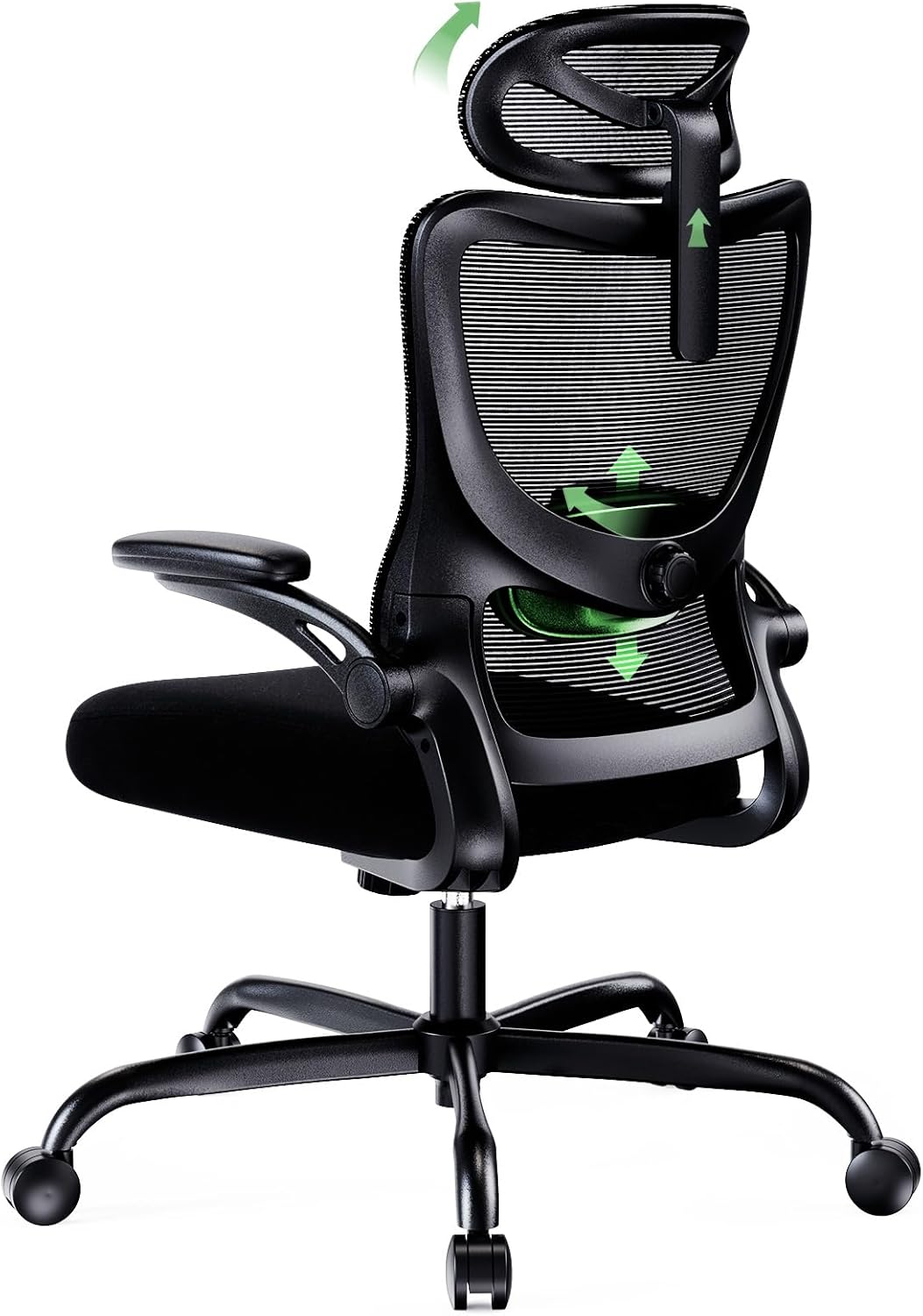 Marsail Ergonomic Office Chair with Adjustable Headrest, Lumbar Support and 3D Folding Armrests, Computer Chair with Height Adjustment, Swivel Chair up to 136kg/300kg