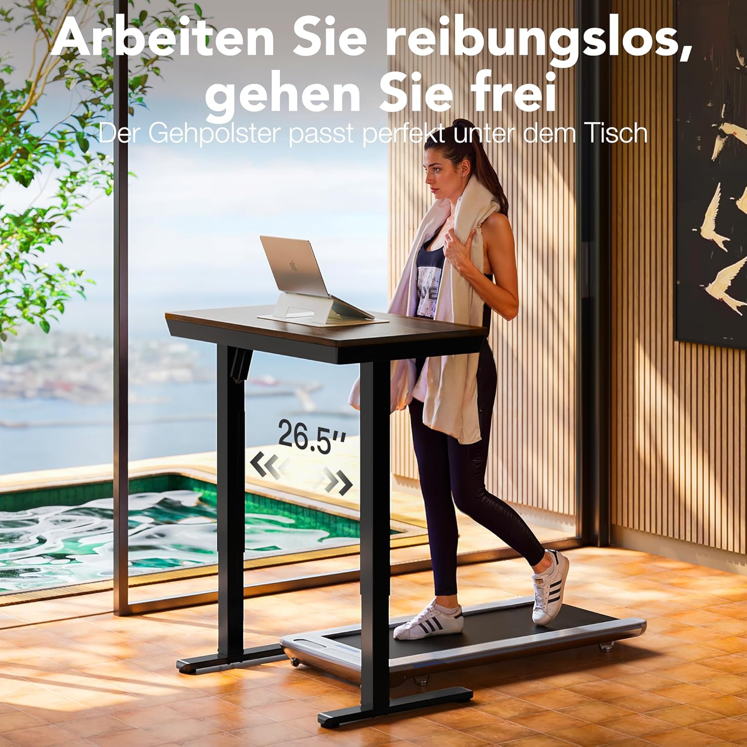 HUANUO 100 x 60 cm Höhenverstellbarer Schreibtisch mit Schublade, Höhenverstellbarer Schreibtisch Ganze Tischplatte, USB-Aufladeanschluss und 3 Memory-Funktion, Walnussholz