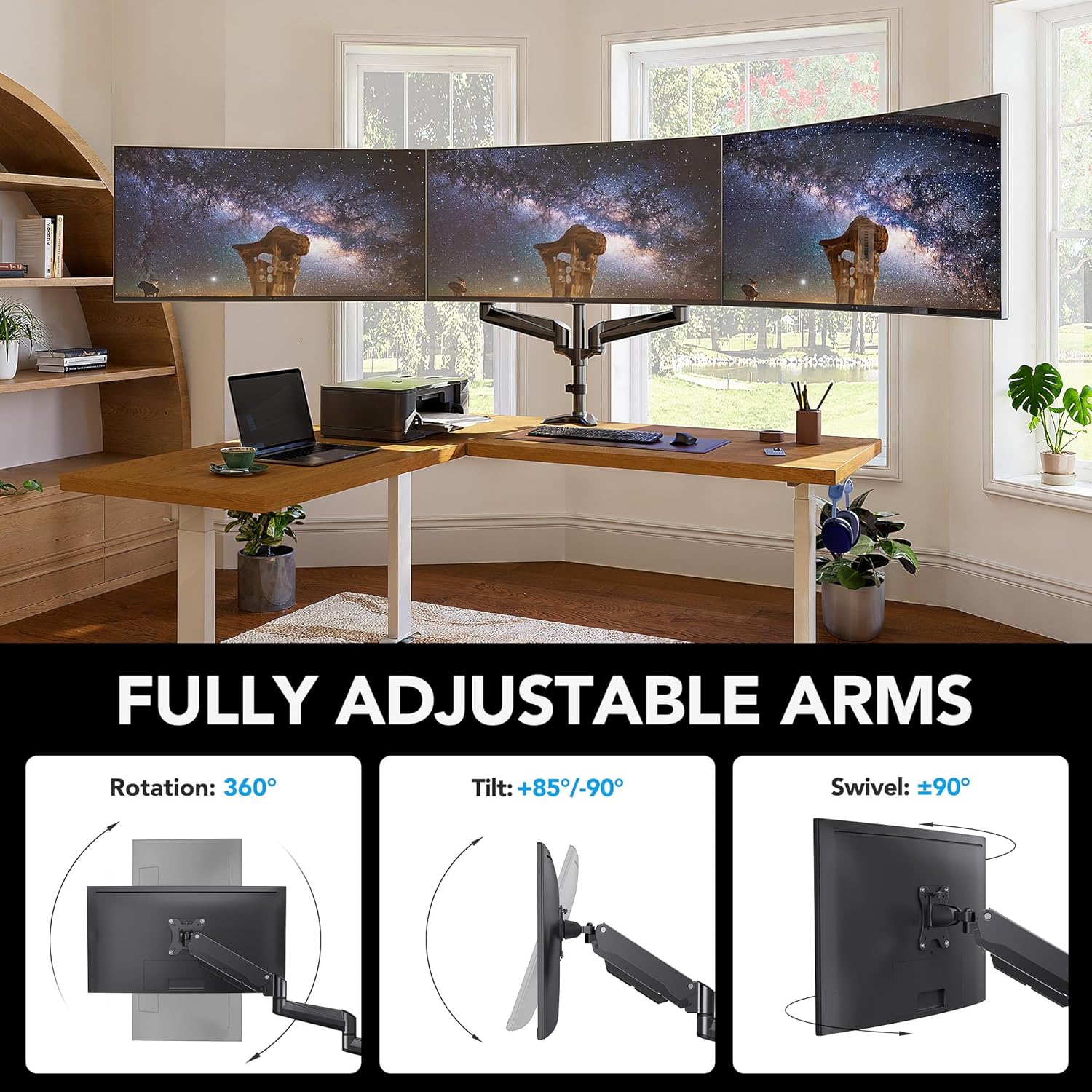 Dreifach-Monitorarm (17-32 Zoll) mit Höhenverstellung