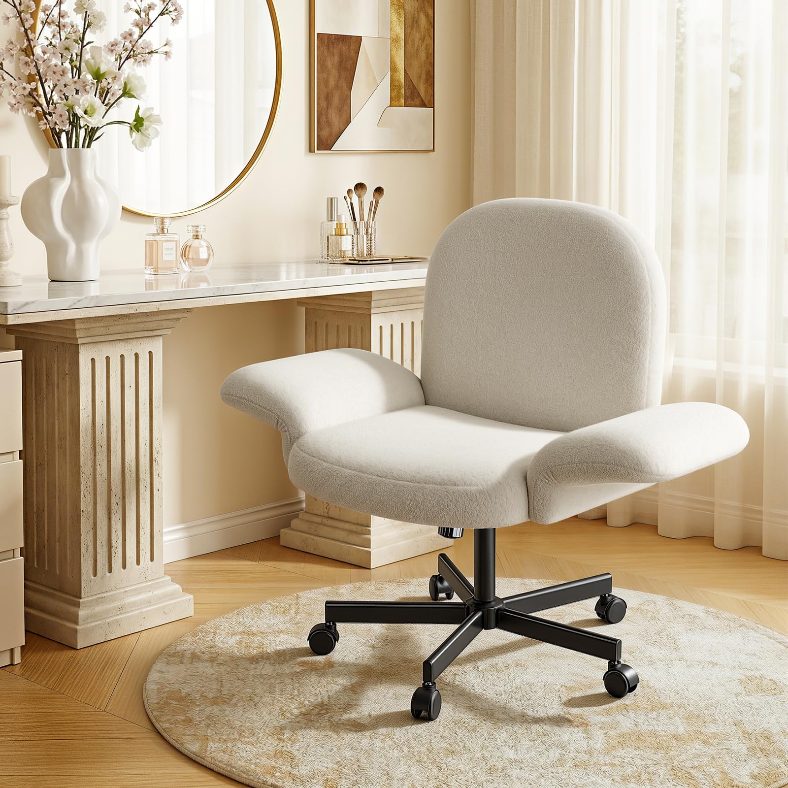HUANUO Silla de tela chenille para sentarse con las piernas cruzadas