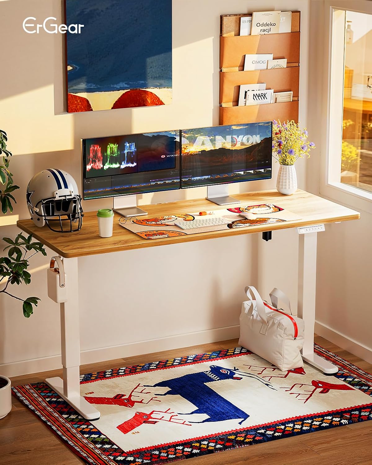 ErGear Electric Height Adjustable Desk 140 x 70 cm, Desk Height Adjustable with 4 Memory Smart Desk for Home Office with Connection Plate