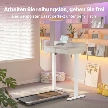 HUANUO 80 x 53 cm Höhenverstellbarer Schreibtisch mit Schubladen, kompatible C-Klemme-Halterung, Schreibtisch Höhenverstellbar mit 4 Gedächtnis-Höheneintellungen