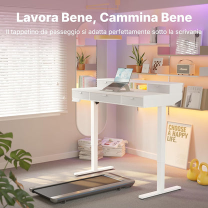 HUANUO 120 x 60 cm Scrivania con Cassetti, Compatibile Supporto a Morsetto a C, Scrivania Regolabile in Altezza, Scrivania Stand Up Ufficio Domestico 4 Altezza