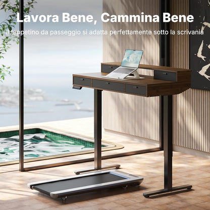 HUANUO 120 x 60 cm Scrivania con Cassetti, Compatibile Supporto a Morsetto a C, Scrivania Regolabile in Altezza, Scrivania Stand Up Ufficio Domestico 4 Altezza