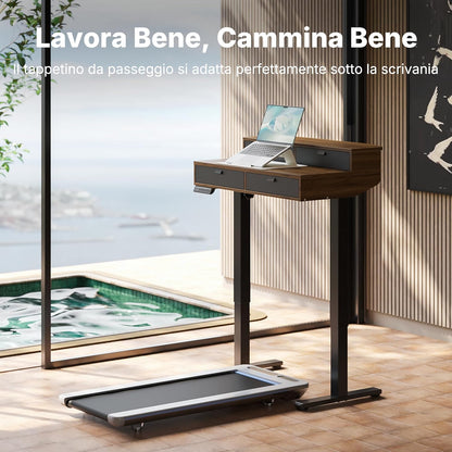 HUANUO 80 x 53 cm Piccola Scrivania con Cassetti, Compatibile Supporto a Morsetto a C, Scrivania Regolabile in Altezza, Scrivania Stand Up Ufficio Domestico 4 Altezza