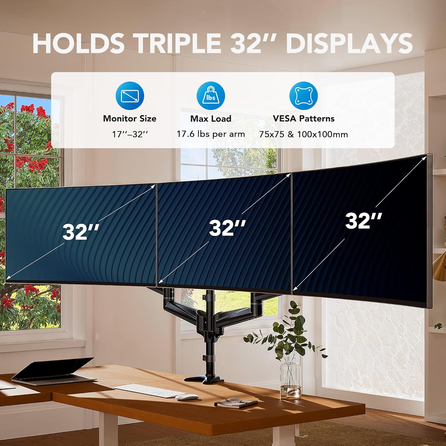 Dreifach-Monitorarm (17-32 Zoll) mit Höhenverstellung