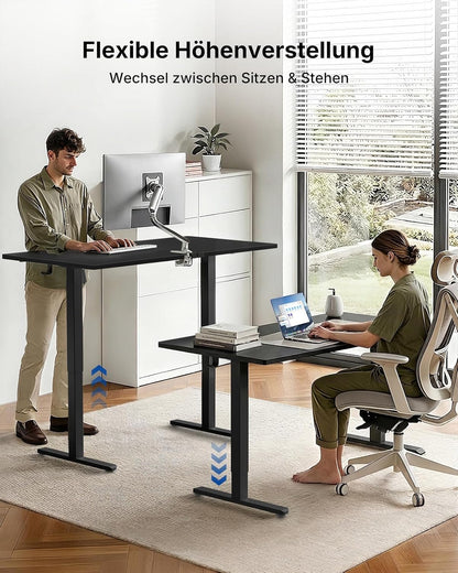 HUANUO Höhenverstellbarer Schreibtisch 120x80cm mit USB-C- & USB-A-Ladeanschluss, Höhenverstellbar von 72-118cm,4 Gedächtnis-Voreinstellungen, Kabelmanagement & Haken