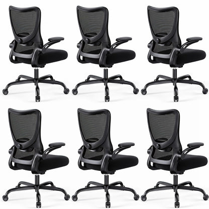 Marsail Bürostuhl Ergonomisch, Schreibtischstuhl mit 3D PU Armlehnen und Verstellbarer Lendenwirbelstütze, Drehstuhl Höhenverstellung und Wippfunktion, schreibtischstuhl aus Mesh, Bis 136kg,5pcs