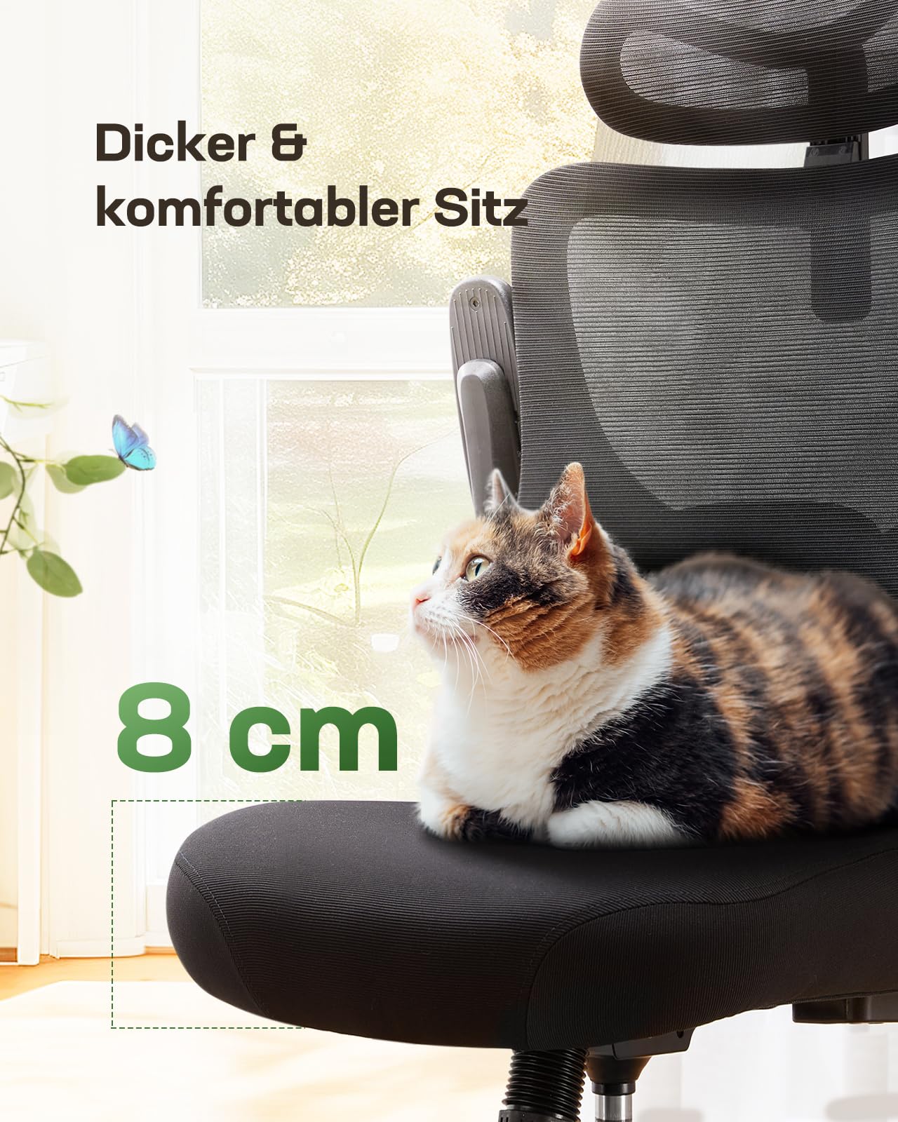 Sedia ergonomica con braccioli 3D HUANUO
