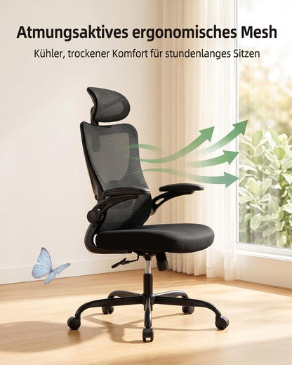 Sedia ergonomica con braccioli 3D HUANUO