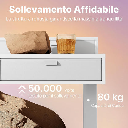 HUANUO 120 x 60 cm Scrivania con Cassetti, Compatibile Supporto a Morsetto a C, Scrivania Regolabile in Altezza, Scrivania Stand Up Ufficio Domestico 4 Altezza