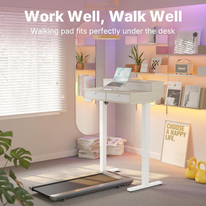 HUANUO 32 x 20 inch Electric Standing Desk with 4 Drawers, Adjustable Height Sit Stand Home Office Desk C-Clamp Mount Compatible, Ergonomic Stand up Desk with 4 Preset Heights, Natural