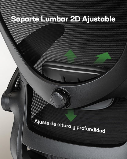Marsail Ergonomic Desk Chair: Computer Office Chair with Mesh High Back and Adjustable Lumbar Support Swivel Chair for Work with Wheels, 3D Armrest